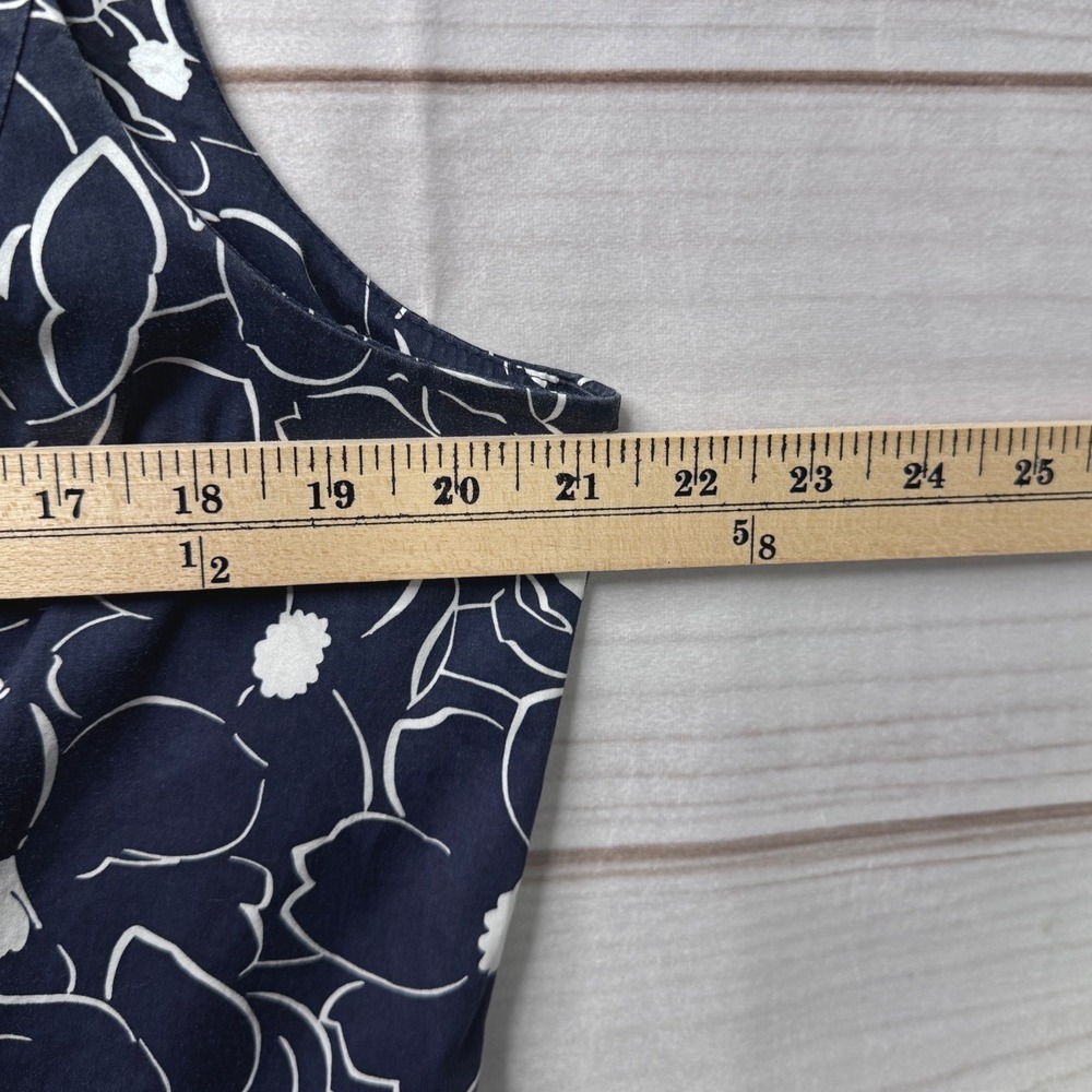 Tommy Hilfiger Navy Blue White Floral Cotton Fit Flare Dress 18 Sleeveless - Picture 6 of 7
